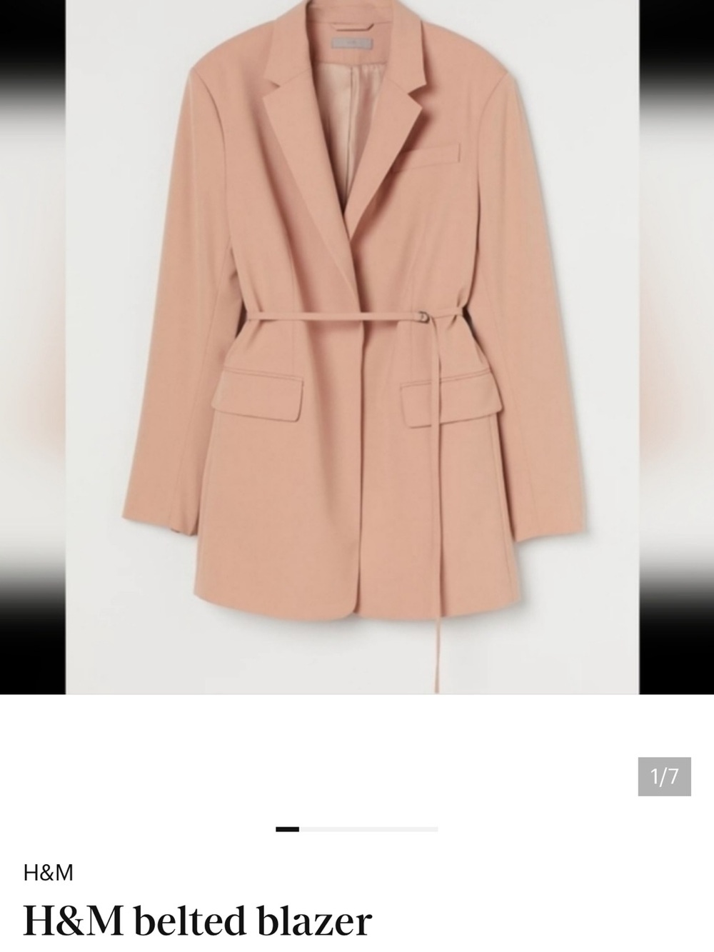 H&M Tailored Belted Blazer Jacket - Blush Pink - Picture 4 of 4